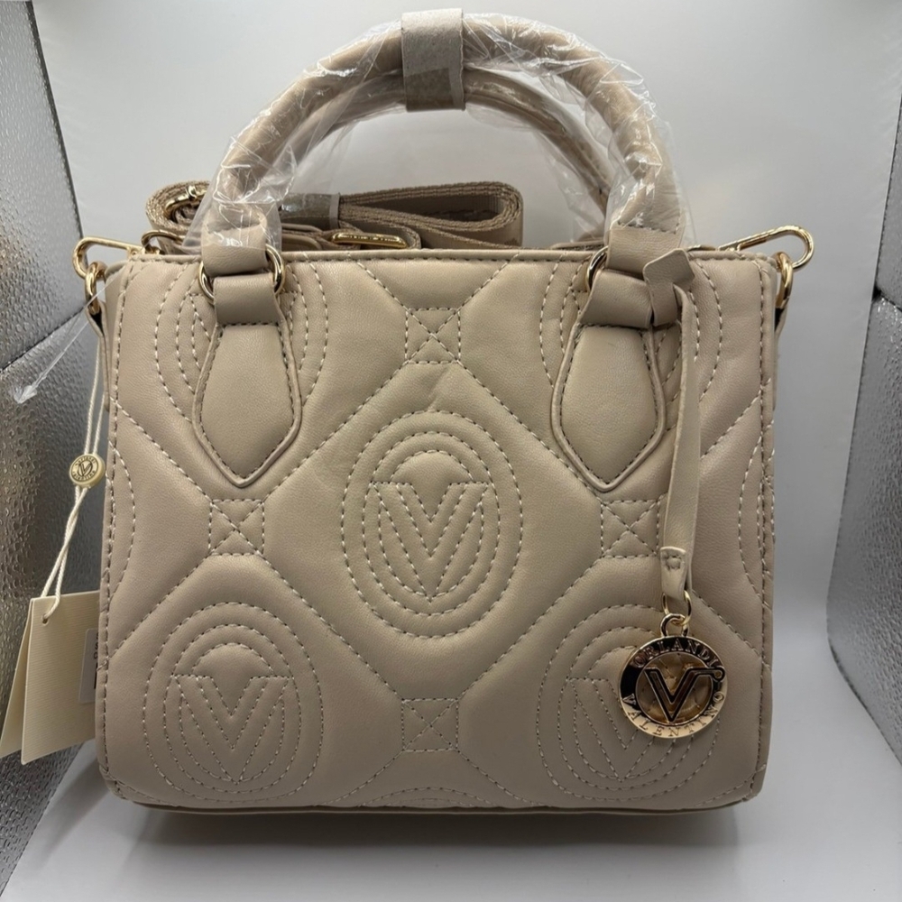 Valentino Orlandi Quilted Taupe Monogram Handbag - Picture 1 of 8